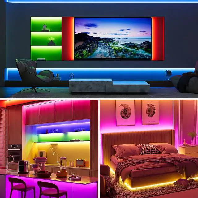 Alt view image 7 of 7 - RGB COB LED Strip Light 32.8ft/10m Color Changing Dimmable Super Bright Strip Light 24V Work with Alexa/Google Assistant/Tuya Multicolor Flexible Tape Light for TV Bedroom Party DIY Decoration