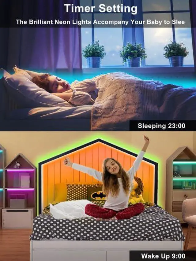 Alt view image 4 of 7 - 10ft Rgb Led Neon Rope Lights with Remote App Control IP65 Waterproof Neon Strip Lights for Outdoor DIY Design Flexible Led Rope Lights for Bedroom Music Sync Gaming Accessories Room Decor
