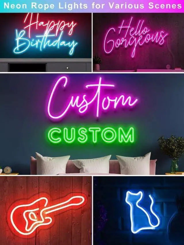 Alt view image 5 of 7 - 10ft Rgb Led Neon Rope Lights with Remote App Control IP65 Waterproof Neon Strip Lights for Outdoor DIY Design Flexible Led Rope Lights for Bedroom Music Sync Gaming Accessories Room Decor