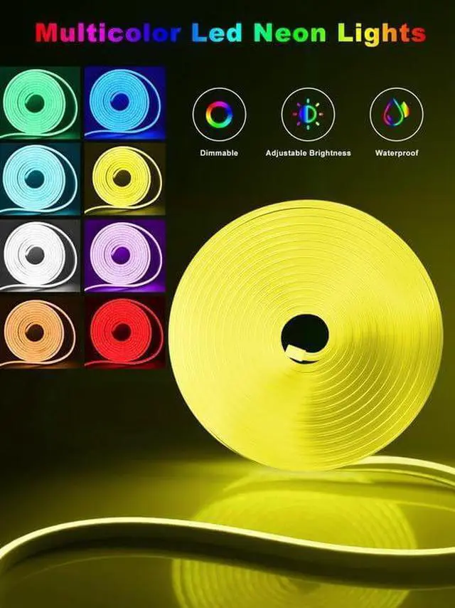 Alt view image 7 of 7 - 10ft Rgb Led Neon Rope Lights with Remote App Control IP65 Waterproof Neon Strip Lights for Outdoor DIY Design Flexible Led Rope Lights for Bedroom Music Sync Gaming Accessories Room Decor