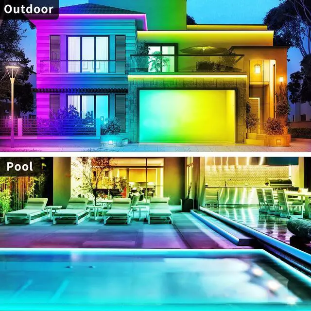Alt view image 6 of 7 - 200ft Outdoor LED Strip Lights Waterproof IP68 Waterproof LED Light Strips with Remote App Control Music Sync RGB Outdoor LED Rope Lights LED Lights for Bedroom Roof Pool Deck Balcony