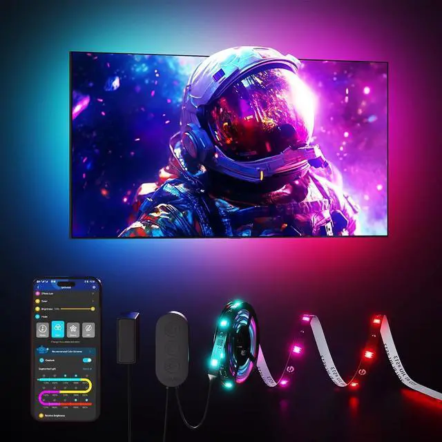 Main image of TV LED Backlight Strip RGBIC Smart LED Backlight for 40-50inch TVs Music Sync Wi-Fi Bluetooth & App Control Works with Alexa & Google Assistant 77 Scene Modes Adapter