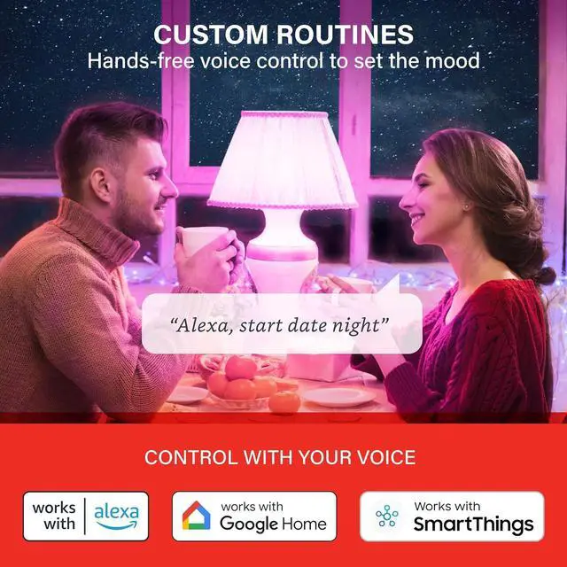 Alt view image 4 of 7 - Smart Wi-Fi LED Multicolor Light Strip 5M (16.4ft) No Hub Required Works with Alexa & Google Assistant RGBW High Brightness 1800 Lumens Adjustable Length 25 000 Hours Life for Home