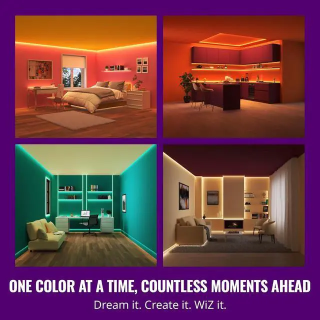 Alt view image 3 of 7 - WiZ - Bundle - RGB LED Strip 15m Plus 2 60W A19 Color Bulbs - Control with Voice or App + Activate with Motion - Matter Compatible
