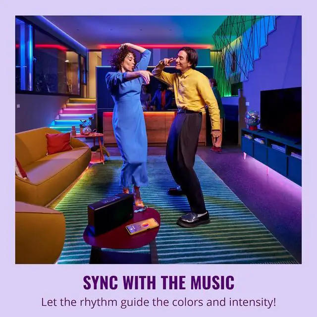 Alt view image 4 of 7 - WiZ - Bundle - RGB LED Strip 15m Plus 2 60W A19 Color Bulbs - Control with Voice or App + Activate with Motion - Matter Compatible