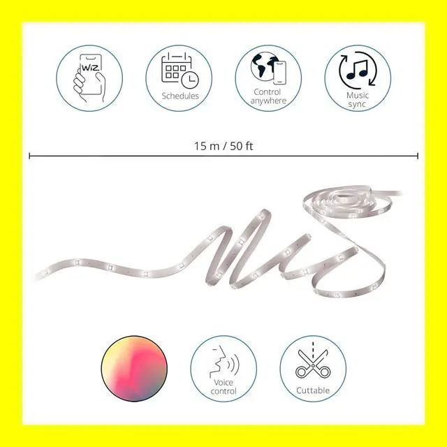 Alt view image 7 of 7 - WiZ - Bundle - RGB LED Strip 15m Plus 2 60W A19 Color Bulbs - Control with Voice or App + Activate with Motion - Matter Compatible