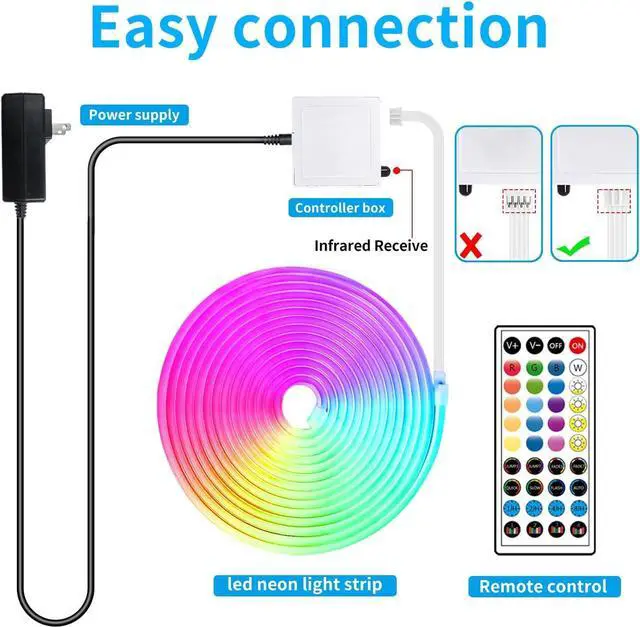 Alt view image 7 of 7 - 50ft RGB LED neon Rope Lights LED neon Strip Lights with Remote Control/APP Control IP65 24V Waterproof Flexible Neon LED Strip Lights Led Lights for Bedroom Room Outdoors Décor