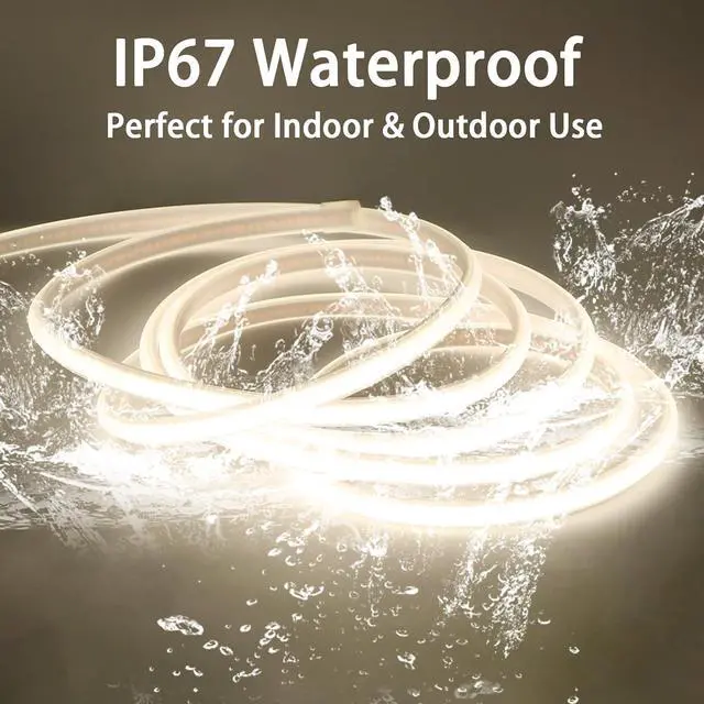 Alt view image 3 of 7 - AC 110V LED Strip Lights IP65 Waterproof LED Strip Lights 16.4feet Cuttable Rope Light Super Bright 320LEDs 4000K White Light with US Plug for Bedroom Ceiling Kitchen Under Cabinet