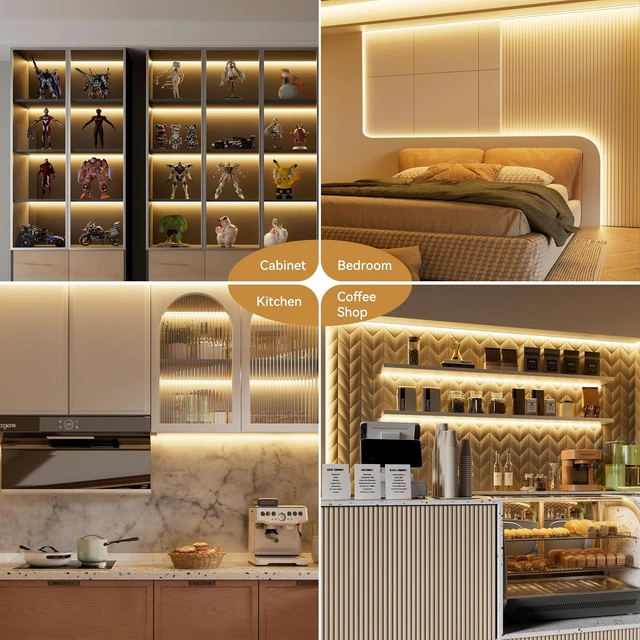 Alt view image 7 of 7 - 48ft/15m Super Bright COB LED Strip Lights, 504 LEDs/m Warm White 2700K CRI90+ Flexible Tape, DC24V for Cabinet & Home DIY, with 2 COB Connectors (Power Supply Not Included)