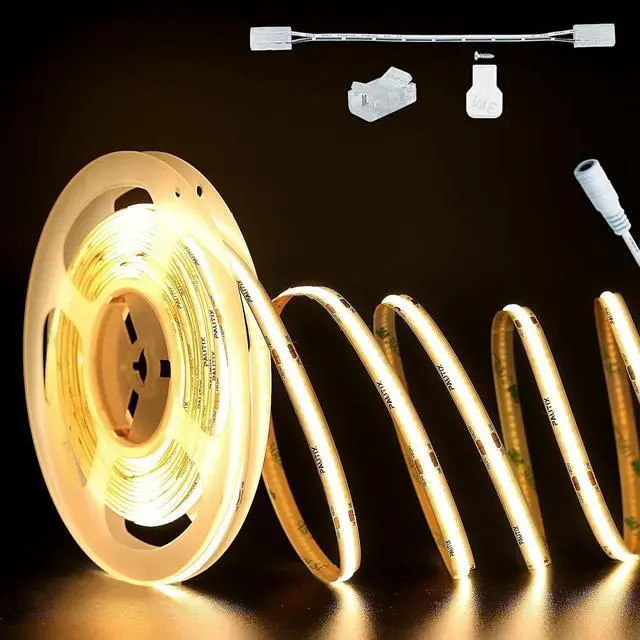 Main image of COB LED Strip Light 32.8ft/10m 5040LEDs Warm White 2700K High Lumen Flexible CRI93+ LED Tape Super Bright DC24V for Cabinet Home DIY Lighting Projects(Power Supply & Controller Not Included)