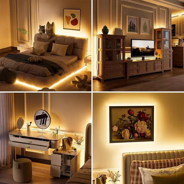 Alt view image 6 of 7 - COB LED Strip Light Warm White 2700K 504LEDs/m CRI90+ 32.8ft/10m Dimmable 24V LED Tape Lights Kit Work with Alexa/Google Assistant for Under Cabinet Bedroom Kitchen DIY Lighting