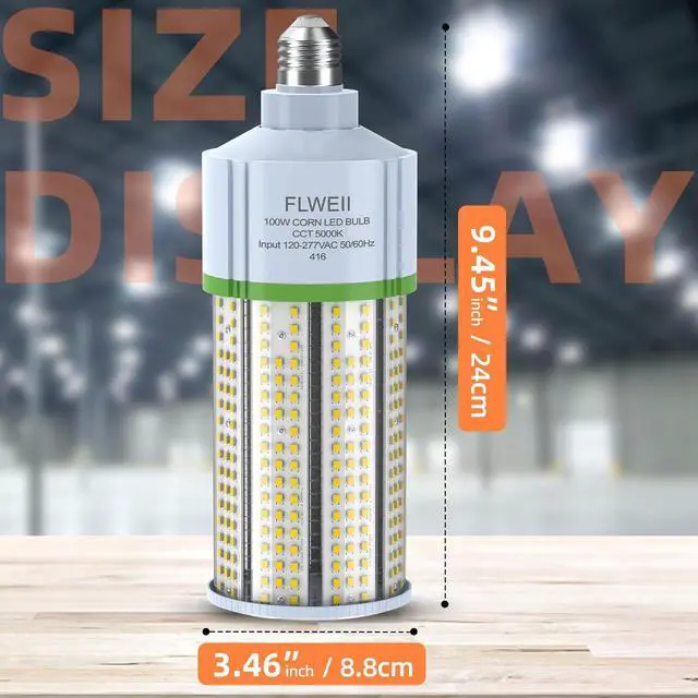 Alt view image 6 of 7 - LED Corn Light Bulb 110/277V 100W E26/E39 Mogul Base 5000K 13500 LM Replacement 400W HPS/MH for Indoor Outdoor Garage Warehouse Factory Backyard (100W120V-277V)