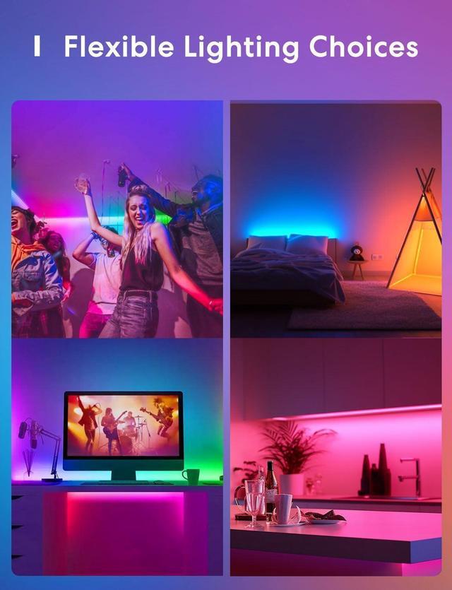 Alt view image 5 of 7 - Smart LED Strip Lights 16.4ft WiFi Strip Work with Apple HomeKit Alexa Google Home and SmartThings 16 Million Colors with App Control and RGB LED Lights for Bedroom Living Room Kitchen