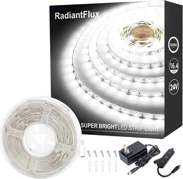 Main image of White Led Strip Lights for Bedroom Small Dimmable LED Lights Strip 16.4ft Super Bright Flexible LED Tape Lights Rope Light for for Room Home Decor Luces Leds for Living Room Kitchen Vanity Mirror