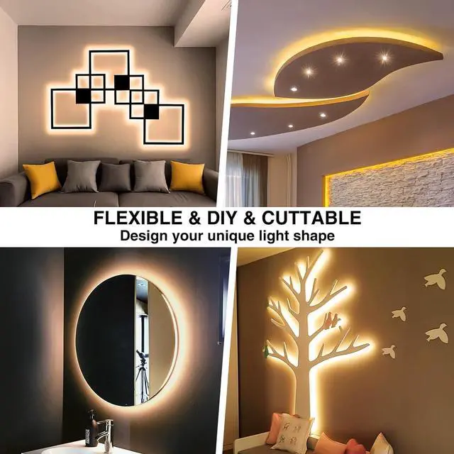 Alt view image 6 of 7 - Warm White LED Strip Lighting 39.37ft 3000K Dimmable Led Tape Light 12m Bright 720 LEDs 2835 Flexible Ribbon Christmas Light 12V Adhesive Rope Lights for Kitchen Under Cabinet Bedroom