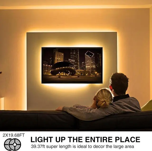 Alt view image 4 of 7 - Warm White LED Strip Lighting 39.37ft 3000K Dimmable Led Tape Light 12m Bright 720 LEDs 2835 Flexible Ribbon Christmas Light 12V Adhesive Rope Lights for Kitchen Under Cabinet Bedroom