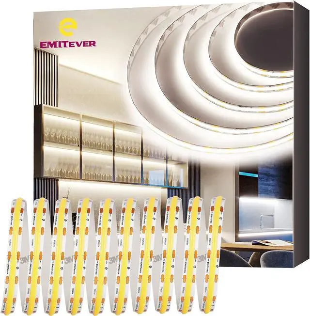 Main image of COB LED Strip Lights Neutral White 4000K Tape Light Premium High Density 24V 300+Lumens/ft 4800LEDs/Spool Ra 90+ 32.8ft 3W/ft UL Listed 5 Year Warranty (Power Supply Sold Separately)