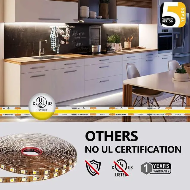 Alt view image 5 of 7 - COB LED Strip Lights Neutral White 4000K Tape Light Premium High Density 24V 300+Lumens/ft 4800LEDs/Spool Ra 90+ 32.8ft 3W/ft UL Listed 5 Year Warranty (Power Supply Sold Separately)