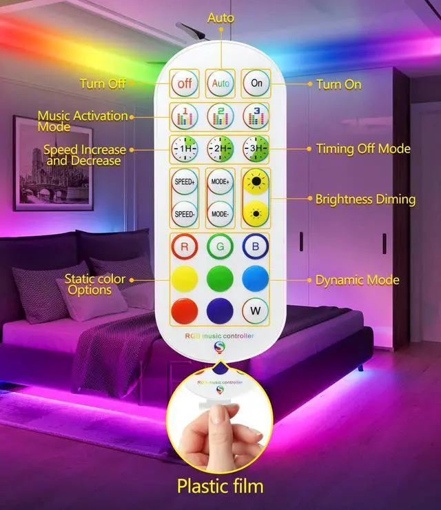 Alt view image 6 of 7 - Led Lights for Bedroom 33ft Led Chasing Effect Dream ICRGB Light Strip USB Smart Light Strips APP Control Music Sync Color Changing Led Strip Lights with Remote for Home christmas Decoration