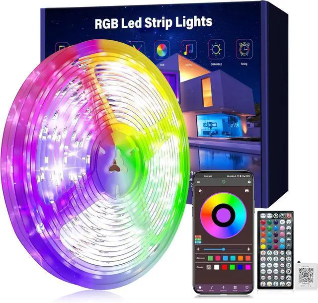 Main image of Led Lights for Bedroom 100ft (1 Rolls of 100ft) Music Sync Color Changing Led Strip Lights with 60 Key Remote and App Control RGB Led Light Strip for Home Party Room Decoration