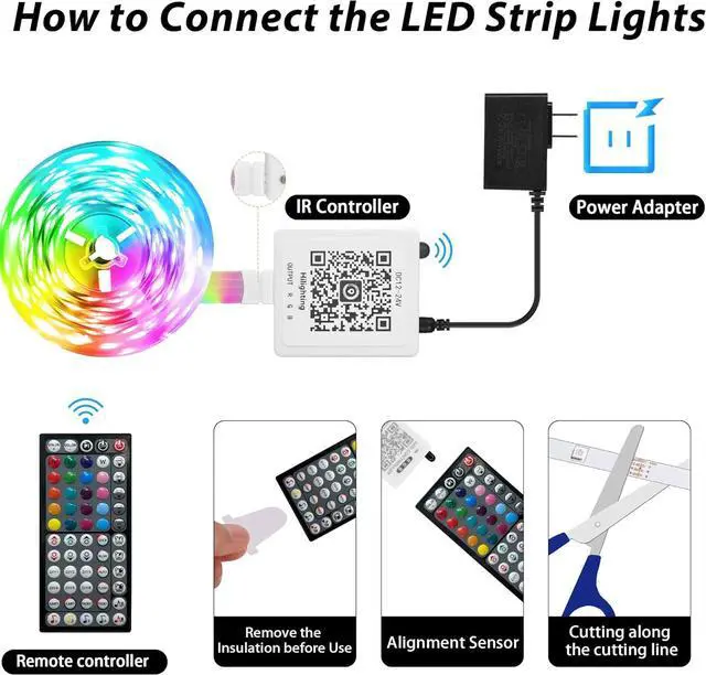 Alt view image 4 of 6 - 100FT Led Lights for Bedroom Color Changing RGB Led Strip Lights Indoor Music Sync Led Light Strip with Remote and App Control DIY Led lights for Room Home Decor Ambient Lighting (1*100FT)