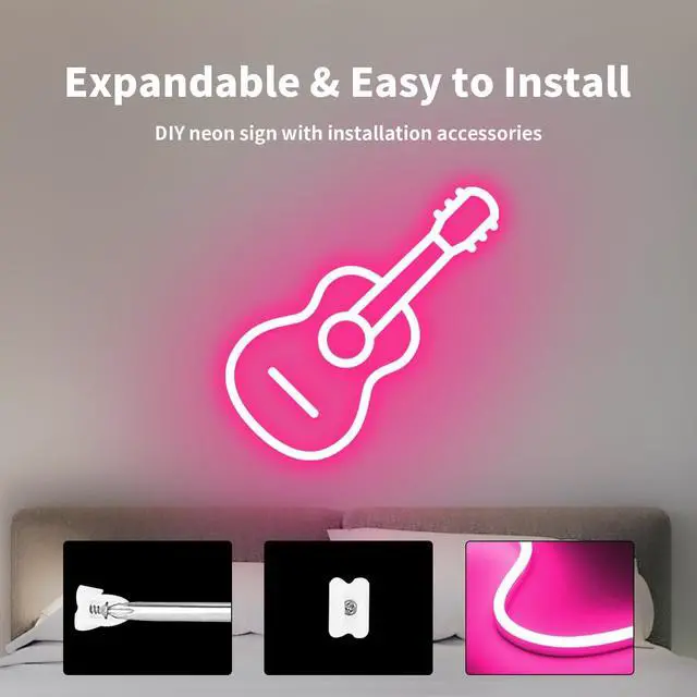 Alt view image 4 of 7 - Neon LED Strip Light Pink 16.4ft/5m Flexible Neon Rope Light with Adapter and Dimmer Switch IP65 Waterproof Silicone LED Rope Light for Bedroom Kitchen Party Indoor Outdoor Decoration