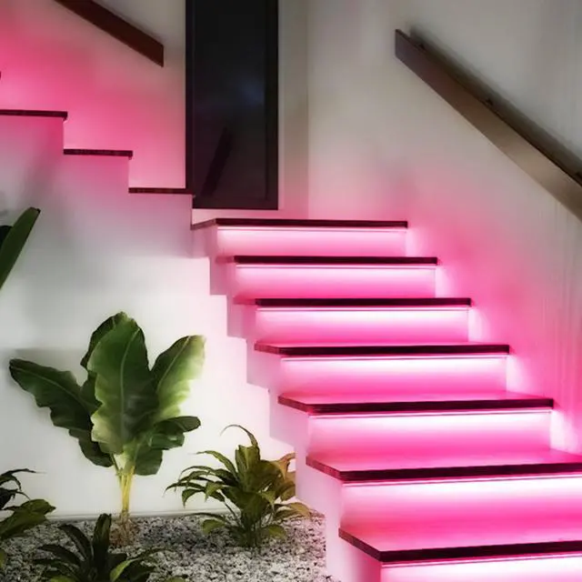 Alt view image 6 of 7 - Neon LED Strip Light Pink 16.4ft/5m Flexible Neon Rope Light with Adapter and Dimmer Switch IP65 Waterproof Silicone LED Rope Light for Bedroom Kitchen Party Indoor Outdoor Decoration