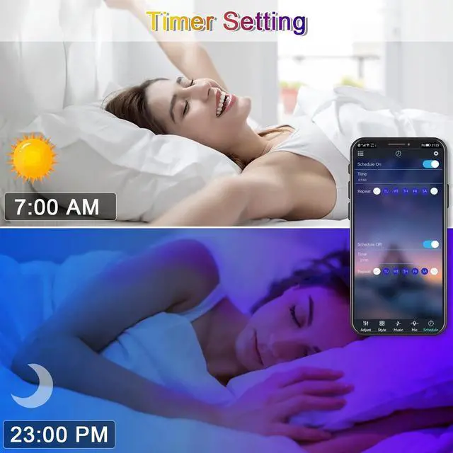Alt view image 6 of 7 - 130ft Led Lights Long Led Lights for Bedroom 5050 RGB LED Strip Lights with Remote & Bluetooth App Control Sync with Music Luces Led para Cuarto LED Light Strip for Room 2 Rolls of 65ft