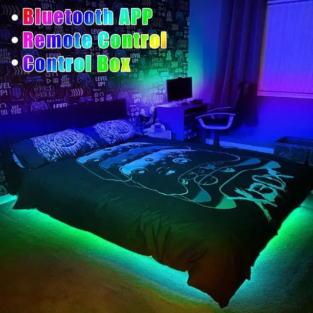 Alt view image 4 of 6 - USB 16.4ft LED Light Strips Smart LED Strip Lights for Bedroom16 Million Colors 150 Light Beads 3 Control Ways(APP+Remote Control+Control Box)