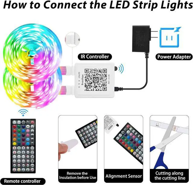 Alt view image 6 of 7 - Led Lights for Bedroom 150FT Music Sync Color Changing Led Strip Lights with Remote and App Control RGB Led Lights for Room Christmas Decor (2 * 75FT)