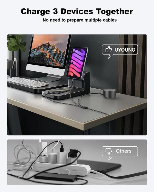 Alt view image 3 of 7 - Multi Charging Cable 2Pack 4FT 3 in 1 Charger Cable Braided Universal Phone Charging Cord with Lightning/Type C/Micro USB Ends Multiple USB Cable for iPhone 16 15//Google Cell Phones and More