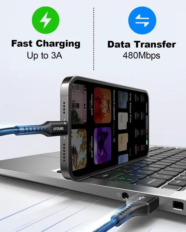 Alt view image 4 of 7 - Multi Charging Cable 2Pack 4FT 3 in 1 Charger Cable Braided Universal Phone Charging Cord with Lightning/Type C/Micro USB Ends Multiple USB Cable for iPhone 16 15//Google Cell Phones and More