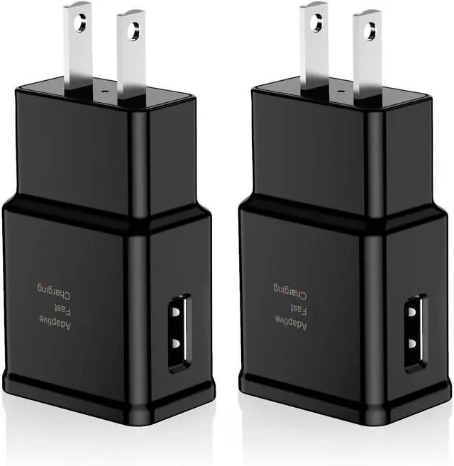 Main image of Adaptive Fast Charging Block USB Wall Charger Adapter Fits  Galaxy S25/S24/S23/S22/S22 Ultra/S21/S20/S10/S9/S8/S7/Edge/Note 10 Quick Charge (Black 2 Pack)