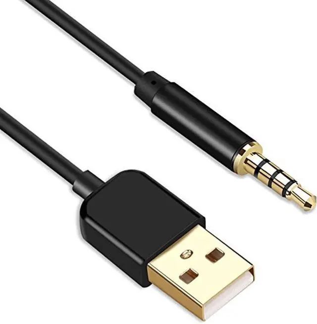Main image of 3.5mm Jack Charge Cable Male to USB 2.0 Data Sync & Charger Cable for MP3 / MP4 Players Recorders and Other Portable Devices Gold-Plated 0.8m / 2.6 feet Black