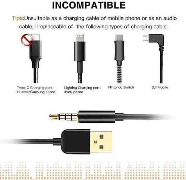 Alt view image 3 of 6 - 3.5mm Jack Charge Cable Male to USB 2.0 Data Sync & Charger Cable for MP3 / MP4 Players Recorders and Other Portable Devices Gold-Plated 0.8m / 2.6 feet Black