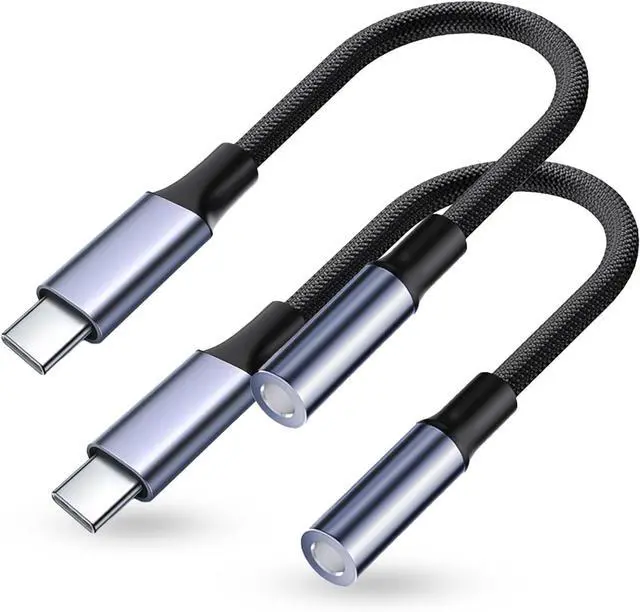 Main image of USB Type C to 3.5mm Headphone Jack Adapter (2-Pack) USB C to Aux Female Audio Dongle Cable Cord Compatible for iPhone 15 Pro Max/15 Pro/15 Plus  Galaxy S23/S22 Ultra iPad Pro MacBook