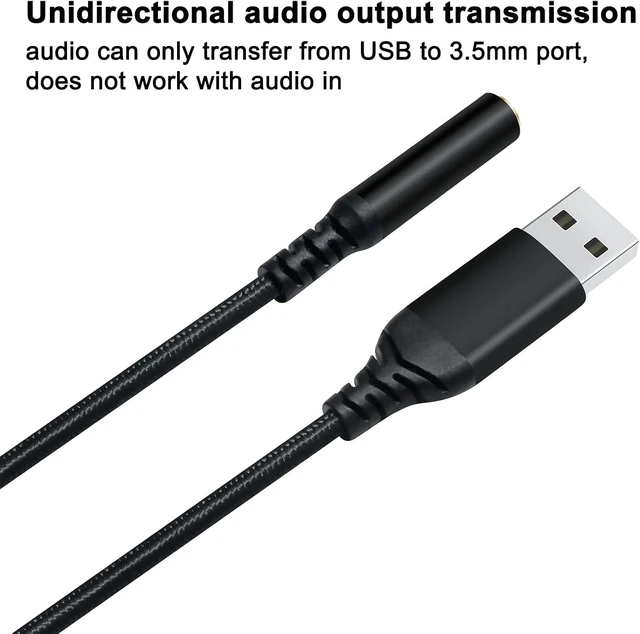 Alt view image 7 of 7 - DCHAV USB to 3.5mm Jack Audio Adapter Headphone Microphone External Sound Card AUX USB Type A to 3.5 mm Cable 4 Pole TRRS Female Interface Line Control for PC Laptop Speaker Headset PS4 PS5, Black