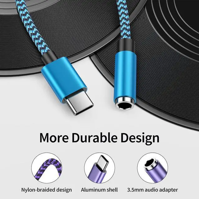 Alt view image 2 of 7 - USB-C to 3.5mm Audio Headphone Adapter for  Galaxy A16 5G/A56/M56/A36/A26 S25 Ultra/S24/S23 FE Pixel 9 Type C to Jack Dongle Adapter for iPhone 16e/15 iPad Air 13/11 - HiFi Audio Dongle Cable