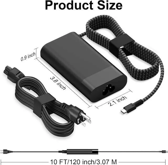 Alt view image 7 of 7 - Charger for HP Laptop Computer 65W 45W USB C Fast Power Adapter New Slim Type C Power Cord ?
