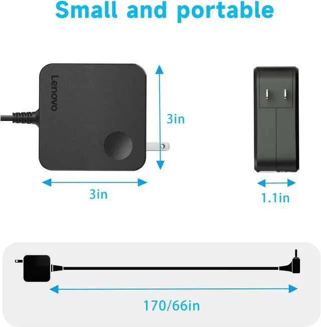 Alt view image 4 of 7 - 65W 45W Laptop Charger fit for  IdeaPad 1 3 5 Flex 4 5 6 1470 1480 1570 1580 Ideapad 110 330 330s 510 520 530s 710s S145 S340 Yoga 710 ADLX65CDGU2A 20V 3.25A AC Adapter Power Cord
