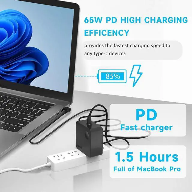 Alt view image 5 of 7 - 65W 45W Laptop Charger fit for  IdeaPad 1 3 5 Flex 4 5 6 1470 1480 1570 1580 Ideapad 110 330 330s 510 520 530s 710s S145 S340 Yoga 710 ADLX65CDGU2A 20V 3.25A AC Adapter Power Cord