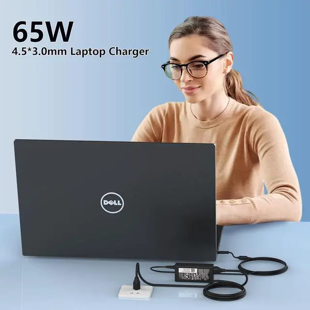Alt view image 6 of 7 - 65W Laptop Charger Fit for Dell inspiron 13 14 15 17 3000 5000 7000 Series 3565 3567 3576 5558 5755 7212 7506 2in1 5555 5559 0G6J41 0MGJN9 19.5V 3.34A Tip 4.5mm Power Adapter (65W)