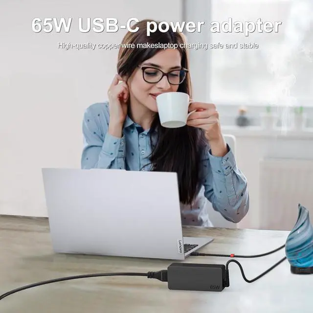 Alt view image 7 of 7 - Upgrades 65W 45W Charger for Lenovo Laptop, USB Type C Power for Lenovo Yoga, Thinkpad, Chromebook Computer,14Ft, 65W USB C Lenovo Laptop Universal AC Adapter