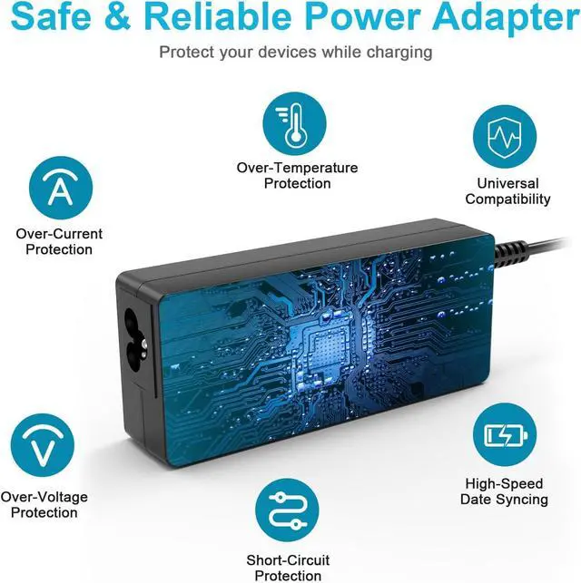 Alt view image 5 of 7 - 65W 45W HP Laptop Charger for HP Pavilion X36 Envy Elitebook 840 G3 ProBook Model 15 Zbook with Power Cord Replacement Computer Charger for HP Laptop Blue Tip