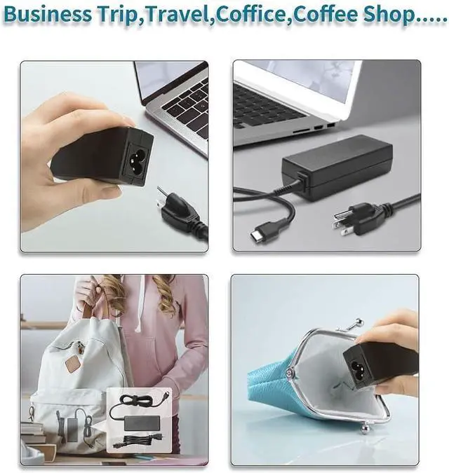 Alt view image 6 of 7 - Laptop Charger Type C 65W 45W USB C Compatible with   Hp  chromebook   Google Computer Charger AC Adapter Power Cord Supply