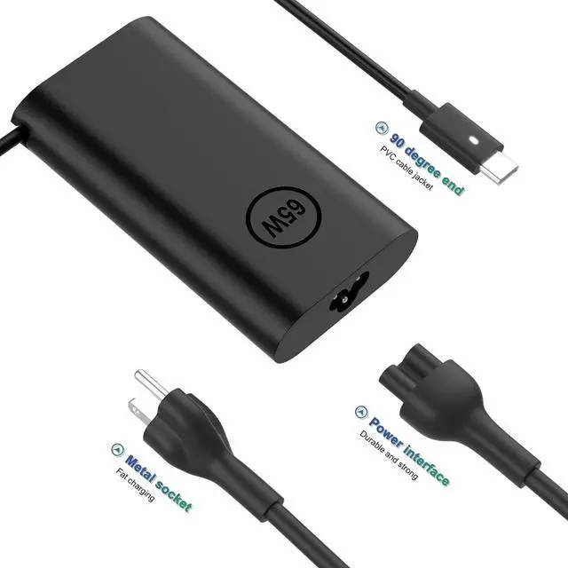 Alt view image 4 of 6 - Replacement for  65W Laptop Charger USB C 45 Watt Slim Adapter - fit Latitude 5420 5540 5520 7420 5440 XPS 13 15 Chromebook 3100 - Fast Charging Type C Computer Long Power Cord
