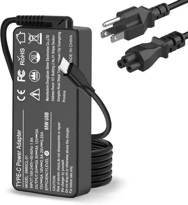 Main image of Universal USB C 65W 45W Laptop Charger Replacement for  Thinkpad/Yoga Chromebook ThinkPad T480 T490 T580 ADLX65YDC2A ADLX65YLC2D ADLX65YDC3A