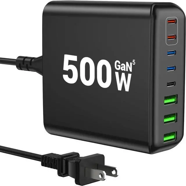 Main image of USB C Charger Block 500W USB C Charging Station 8 Port USB Fast Charging PD 120W Laptop Charger Compatible with  HP Surface MacBook Pro/Air/All iPad iPhone 16/15/14/13/Pro Max/Galaxy Note