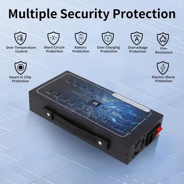 Alt view image 4 of 7 - 480W USB Charging Station 20 Port Fast Charging Station for Multiple Devices PD3.0/QC4.0 Multi-Protocol Smart Power Delivery & Overload Protection for iPhone iPad Tablet and More