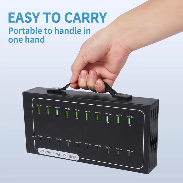 Alt view image 6 of 7 - 480W USB Charging Station 20 Port Fast Charging Station for Multiple Devices PD3.0/QC4.0 Multi-Protocol Smart Power Delivery & Overload Protection for iPhone iPad Tablet and More